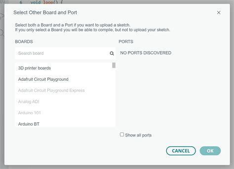 arduino ide no ports discovered